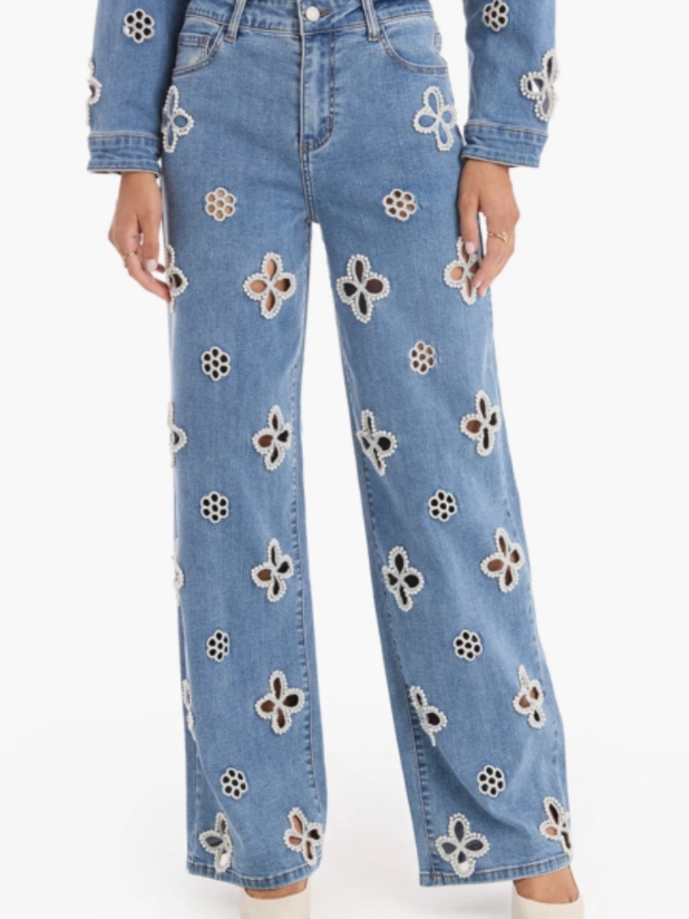 The Noli Kaia Pearl High Rise Denim Jean Size 33 Petite Wide Leg (X)